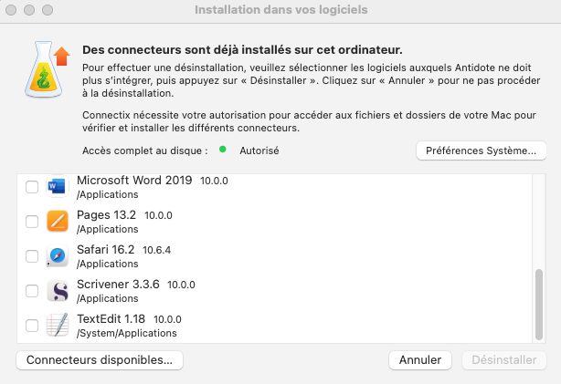 Connecter Antidote 10 à Scrivener (Mac)